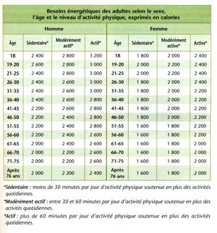 besoins énergétiques